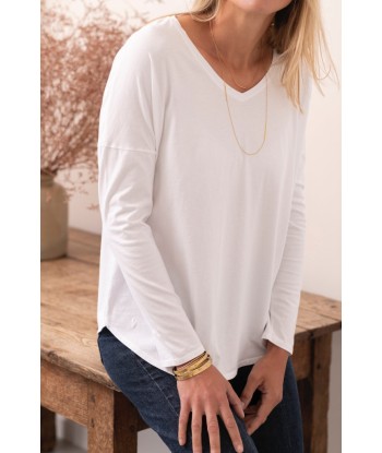 Tee shirt en coton bio EXTRA SUNY V blanc en linge