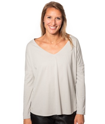 Tee shirt en coton bio EXTRA SUNY V gris nuage livraison gratuite