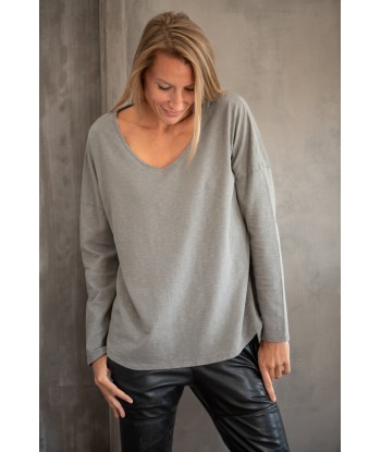 Tee shirt en coton bio EXTRA SUNY V DOUX gris kaki store