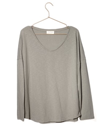 Tee shirt en coton bio EXTRA SUNY V DOUX gris kaki store