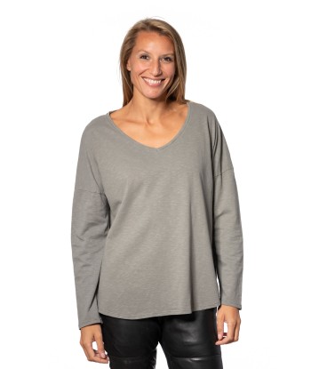 Tee shirt en coton bio EXTRA SUNY V DOUX gris kaki store