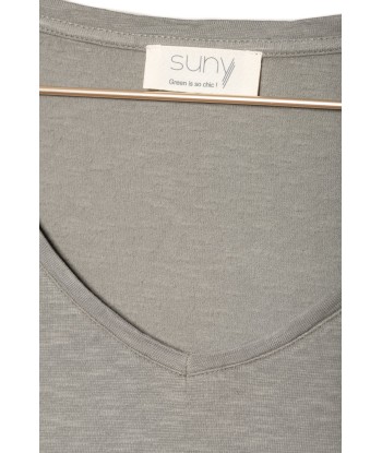 Tee shirt en coton bio EXTRA SUNY V DOUX gris kaki store