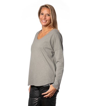 Tee shirt en coton bio EXTRA SUNY V DOUX gris kaki store