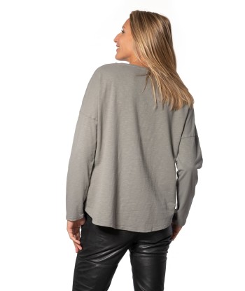 Tee shirt en coton bio EXTRA SUNY V DOUX gris kaki store