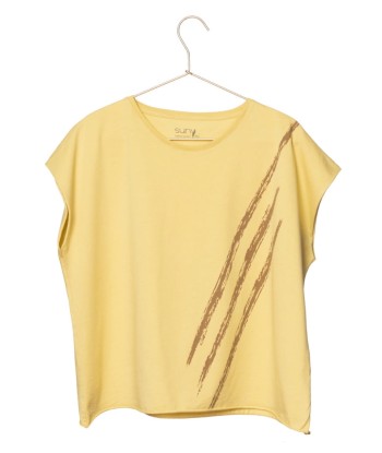 Tee shirt en coton bio ROCKY SUNY jaune d'or commande en ligne