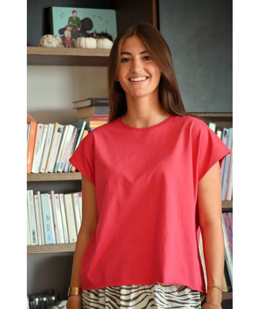 Tee shirt en coton bio ROCKY SUNY rouge paradis ou a consommer sur place