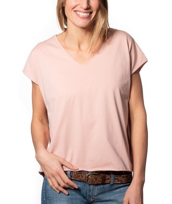 Tee shirt en coton bio ROCKY V SUNY vieux rose chez Cornerstreet bien 