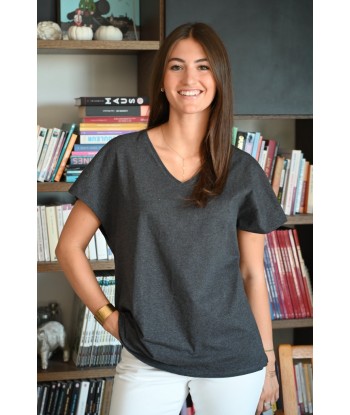 Tee shirt femme en coton upcyclé ELOÏSE anthracite chiné Les magasins à Paris et en Île-de-France