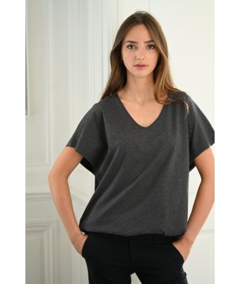 Tee shirt femme en coton upcyclé ELOÏSE anthracite chiné Les magasins à Paris et en Île-de-France