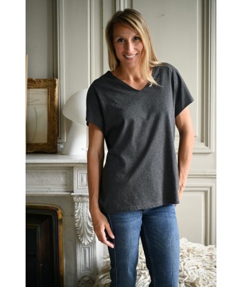 Tee shirt femme en coton upcyclé ELOÏSE anthracite chiné Les magasins à Paris et en Île-de-France