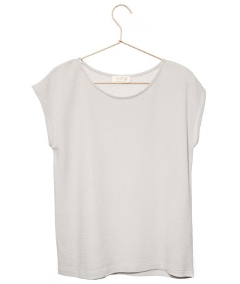 Tee shirt en coton bio SUNY DOUX GAUFFRÉ gris perle à prix réduit toute l'année