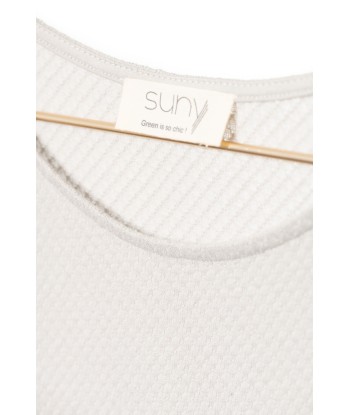 Tee shirt en coton bio SUNY DOUX GAUFFRÉ gris perle à prix réduit toute l'année