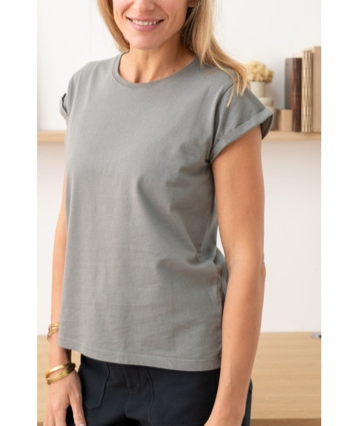 Tee shirt en coton bio SUPER SUNY gris kaki livraison gratuite