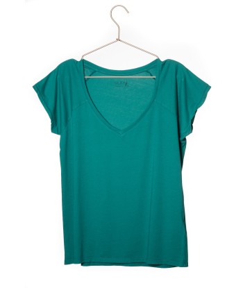 Tee shirt en coton bio V SUNY vert emeraude pas chere