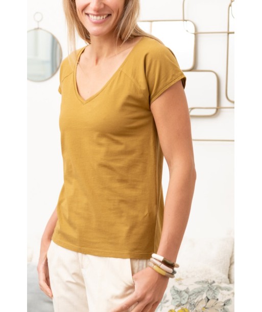 Tee shirt en coton bio V SUNY havane de la marque