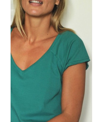 Tee shirt en coton bio V SUNY vert emeraude pas chere