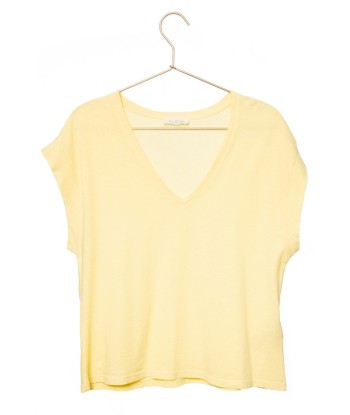 Tee shirt en lin et coton bio CHARLOTTE jaune paille Jusqu'à 80% De Réduction