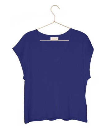 Tee shirt en lin et coton bio CHARLOTTE bleu outremer pas cher