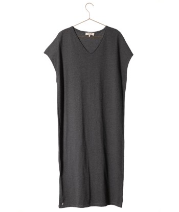 Robe longue en coton upcyclée ELODIE anthracite chiné les muscles