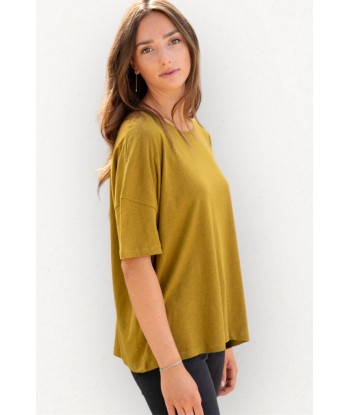 Tee shirt en lin et coton upcyclé CHIC SUNY vert bronze le des métaux précieux