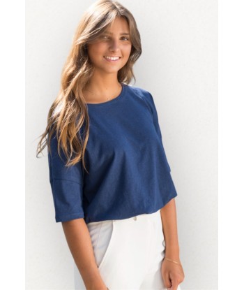 Tee shirt en lin et coton upcyclé CHIC SUNY bleu de prusse Venez découvrir notre 