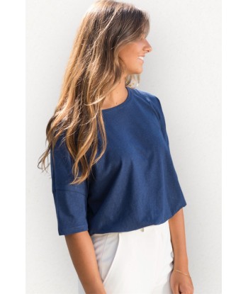 Tee shirt en lin et coton upcyclé CHIC SUNY bleu de prusse Venez découvrir notre 