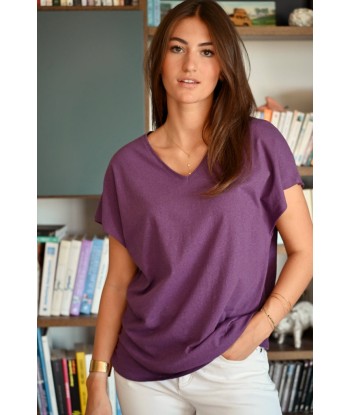 Tee shirt en lin et coton upcyclé ELOÏSE purple rain plus qu'un jeu 