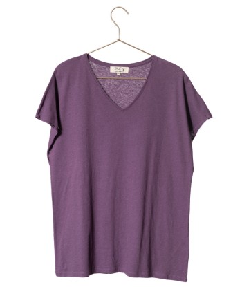 Tee shirt en lin et coton upcyclé ELOÏSE purple rain plus qu'un jeu 