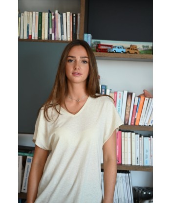 Tee shirt en lin et coton upcyclé ELOÏSE beurre frais acheter