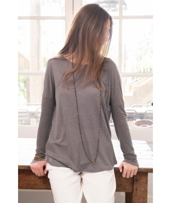 Tee shirt en viscose et lin upcyclés EXTRA SUNY taupe de la marque