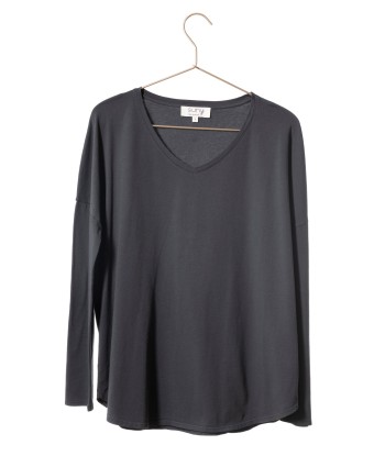 Tee shirt en coton bio EXTRA SUNY V noir graphite JUSQU'A -70%! 