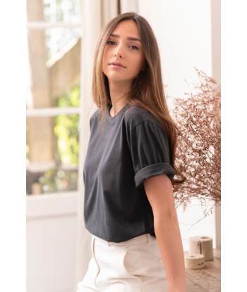 Tee-Shirt en Coton Bio Flora Noir Graphite – Confort et Élégance Intemporels | Suny acheter