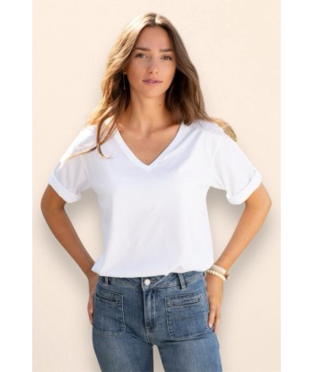 Tee shirt en coton bio FLORA V blanc blanc de technologie