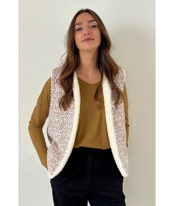 Gilet reversible en matières upcyclées DAKOTA Léopard rose poudre Par le système avancé 