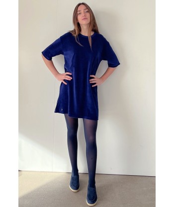 Robe en velours bio HONOREE bleu saphir prix