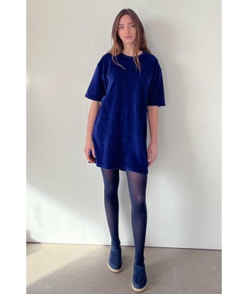 Robe en velours bio HONOREE bleu saphir prix