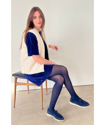 Robe en velours bio HONOREE bleu saphir prix