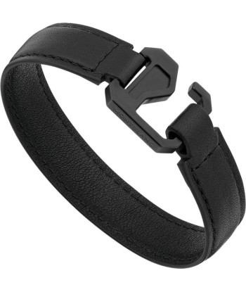 Bracelet homme en cuir noir avec fermoir en PVD noir votre restaurant rapide dans 