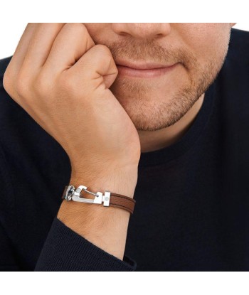 Bracelet homme Wrap Me en cuir marron de la marque