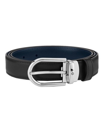 Ceinture réversible à boucle fer à cheval de 30 mm en cuir noir/bleu l'évolution des habitudes 