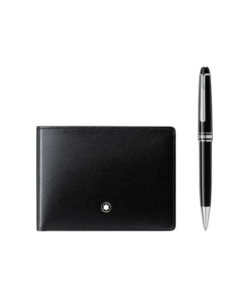 Coffret composé d’un stylo bille Meisterstück Classique platiné et d’un portefeuille 6cc Meisterstück Amélioration de cerveau avec