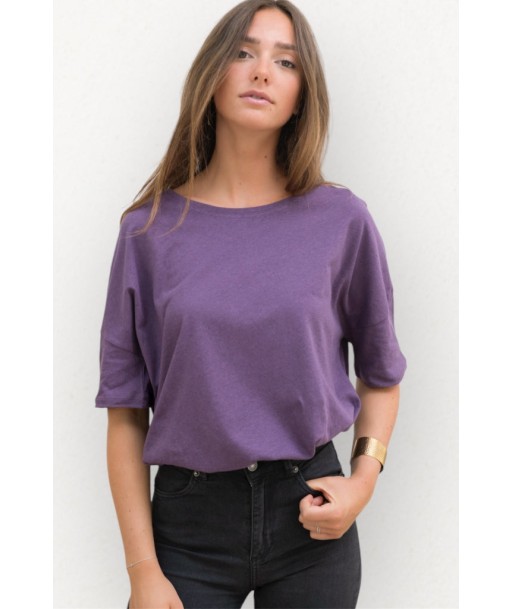 Tee shirt en lin et coton upcyclé CHIC SUNY purple rain les ligaments