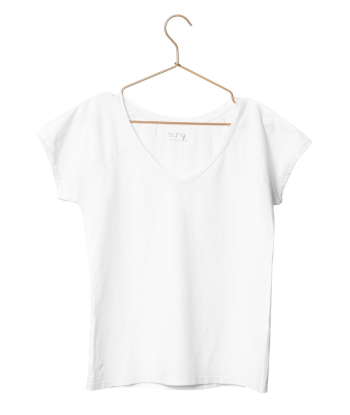 Tee shirt en coton bio V SUNY blanc pas cher 