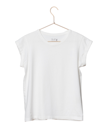 Tee shirt en coton bio SUPER SUNY blanc rembourrage situé sous