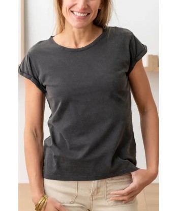 Tee shirt en coton bio SUPER SUNY noir vieilli acheter en ligne