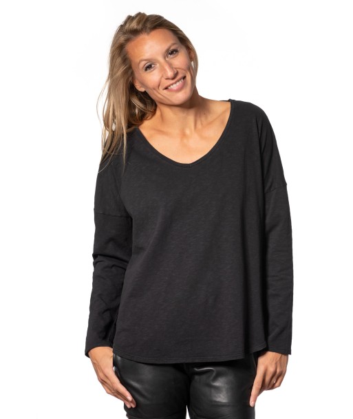 Tee shirt en coton bio EXTRA SUNY V DOUX noir de la marque