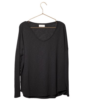 Tee shirt en coton bio EXTRA SUNY V DOUX noir de la marque