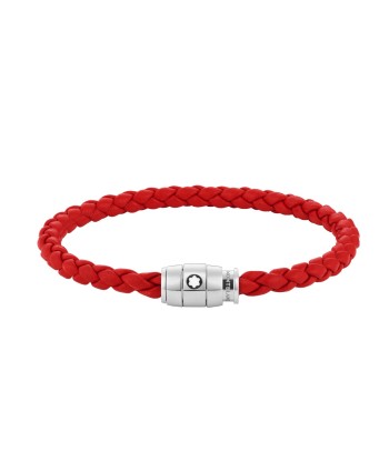 Bracelet en acier et cuir rouge avec fermeture à 3 anneaux pas cher chine