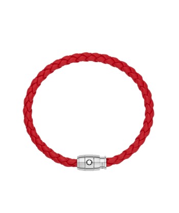 Bracelet en acier et cuir rouge avec fermeture à 3 anneaux pas cher chine