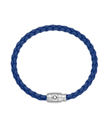 Bracelet en acier et cuir bleu avec fermeture à 3 anneaux Pour